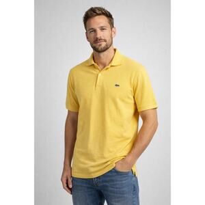Lacoste Men's Slim Fit Pique Polo Shirt in Pastel Yellow. Size is XXL